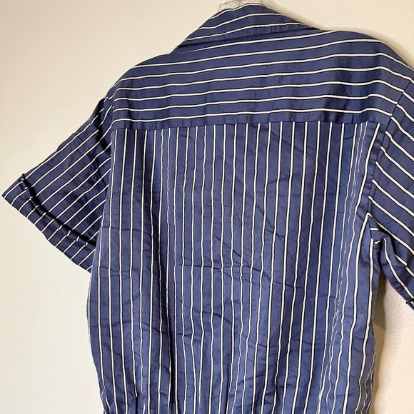 Nicole Miller Blue White Pinstripe Dress Buttondown Size Medium - Picture 4 of 6